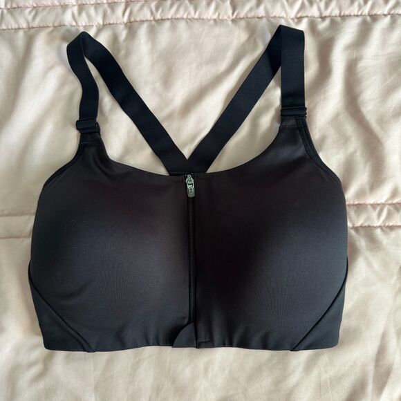 All in Motion Sports Bra Size 36DD High Support High Impact Black Front Zip - Picture 1 of 5